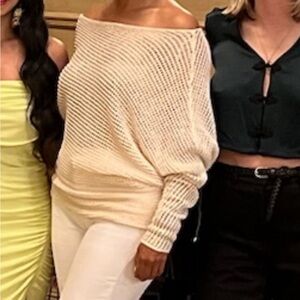 Reiss Cream Open-Knit Women's Sweater